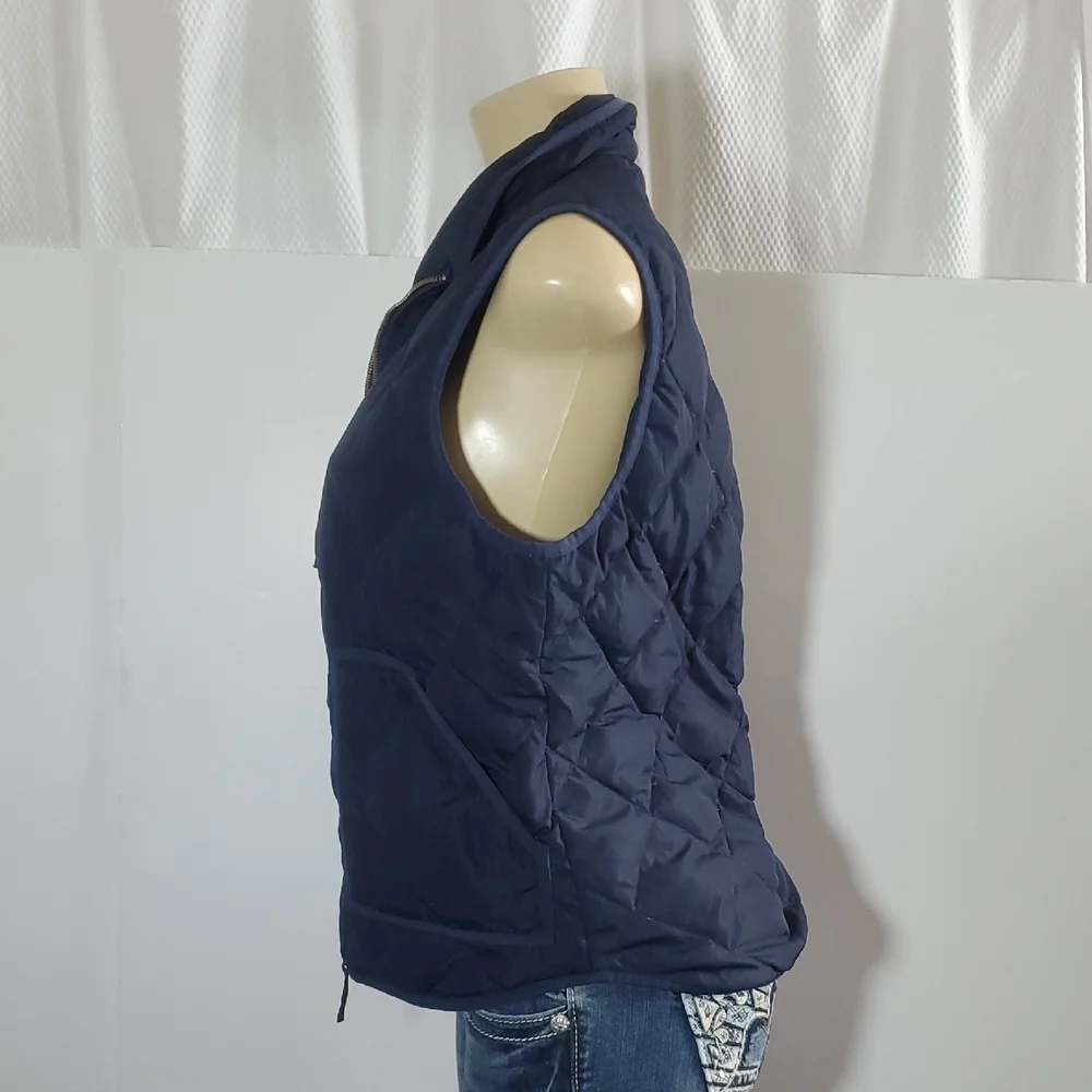 J.Crew Navy Vest with Gold Zipper Size M 60% Down Remainder Waterfowl Feathers